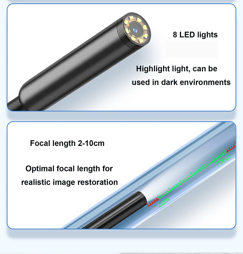 [Australia - AusPower] - Endoscope Camera with Light, 1920P HD Borescope with 8 Adjustable LED Lights, Endoscope with 16.4ft Semi-Rigid Snake Cable, 8mm IP67 Waterproof Inspection Camera,Supports iOS System, Not for Android 