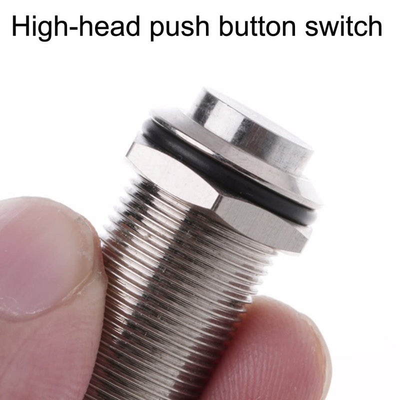 [Australia - AusPower] - 4pcs 12mm 3A 12V/24V/110V/250VAC Waterproof Push Button Switch Latching Nickel-Plated Copper Push Button Switch On-Off(High Head) 12mm-4pcs Latching 