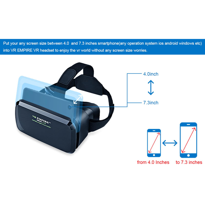 [Australia - AusPower] - Cell Phone VR Headset Virtual Reality Headsets VR Headsets Virtual Reality Glasses VR Glasses VR Goggles for TV Movies Video Games Compatible with iOS, Android Support 4.7” to 7.3” Mobile Screen(B95) B95_1 