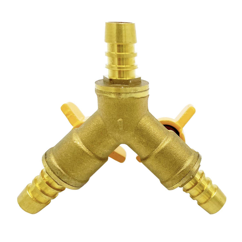 [Australia - AusPower] - Brass 3 Way Shut-Off Valve, 3/8" Hose Barb 2 Switch Y Shaped Ball Valve Water/Fuel/Air 3/8 Inch Hose Barb 1 
