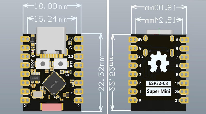 Pack of 4 ESP32-C3 Super Mini Development Board ESP32 C3 Mini Devkit
