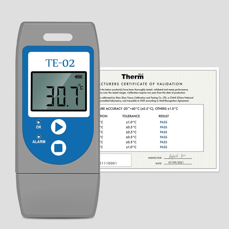 [Australia - AusPower] - ThermElc TE-02 USB Temperature Data Logger Recorder, 32000 Points, High Accuracy, Industrial Temperature Data Logger, LCD Screen, Generation of PDF & CSV 1 