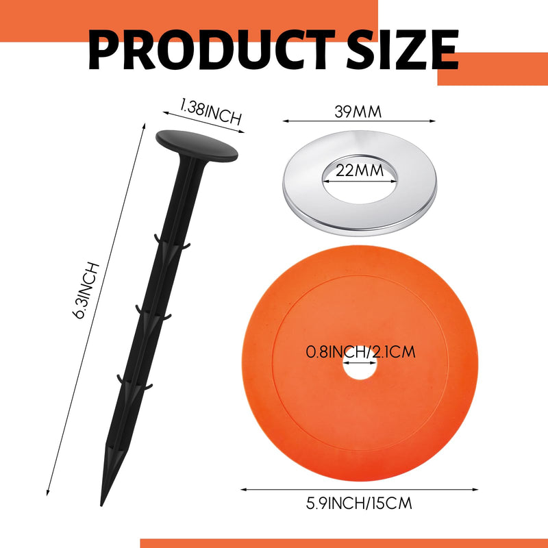 3 Set Low Profile Property Line Markers, Survey Markers Stakes, 5.9 x 6.3 Inch Plastic Septic Tank Marker Large Survey Stakes Lawn Garden Ground Boundary Marker, Orange 3
