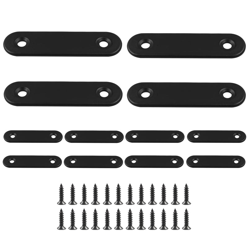 [Australia - AusPower] - 12Pcs 2 Inch Straight Bracket Stainless Steel Brace, Flat Mending Plate Fixing Bracket Connector with Screw for Cabinet Furniture Joining Plate, Black 12Pcs 2"-50mm 