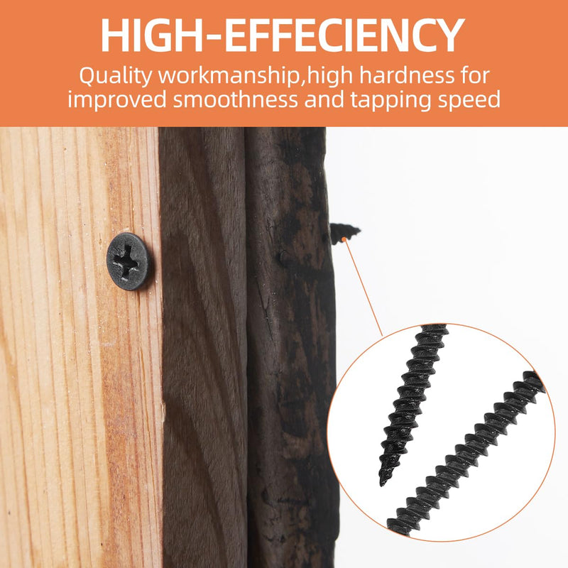 [Australia - AusPower] - High Hardness Drywall Screws Assortment Kit,#6 230pcs (3/4",1",1-1/4",1-1/2",2"),Black Wood Screws, Screws for wood set,5 Sizes Black 
