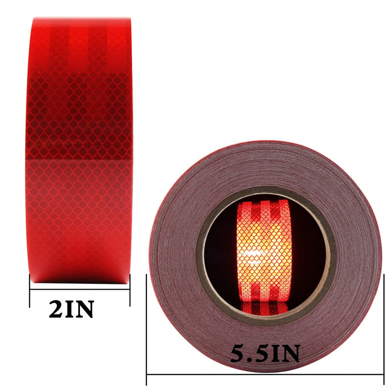 Reflective Tape 2 inch Wide 75 FT Long High Intensity Red Trailer Reflector Safety Conspicuity Tape for Vehicles Trucks Bikes Cargos Helmets 2IN*75FT