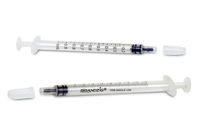 [Australia - AusPower] - 1ml Syringe with Cap (100 Pack) | Oral Dispenser Without Needle, Luer Slip Tip, | Individually Wrapped Medicine Dropper for Infants & Pets 
