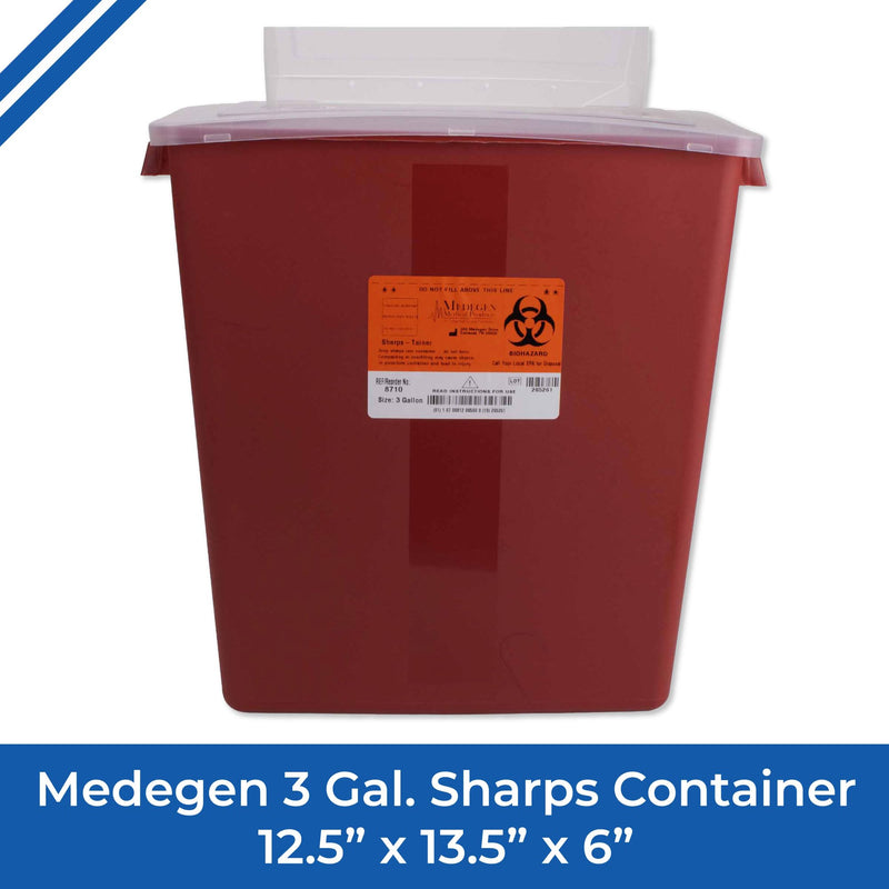 [Australia - AusPower] - Medegen Sharps Container, 3 Gallon, Red/Black, Large Tortuous Path Lid, 12.5in x 13.5in x 6in, Each 