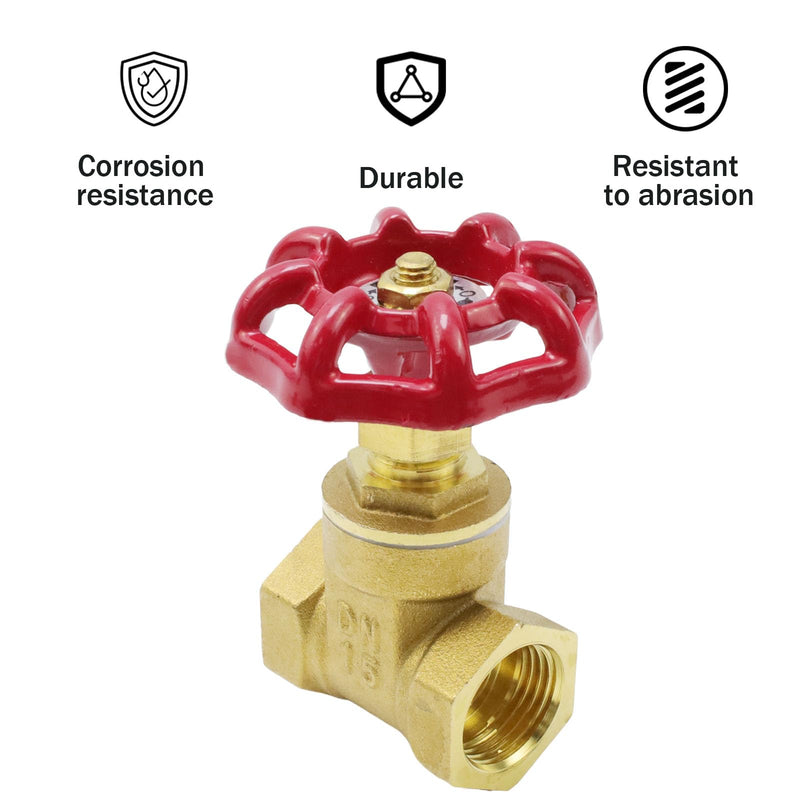 [Australia - AusPower] - Antrader Gate Valve Brass,DN15 Female with Wheel Handle Brass 1/2" Female Threaded Rotary Globe Valve for Water Oil Gas,2Pcs 1/2"(DN15) 