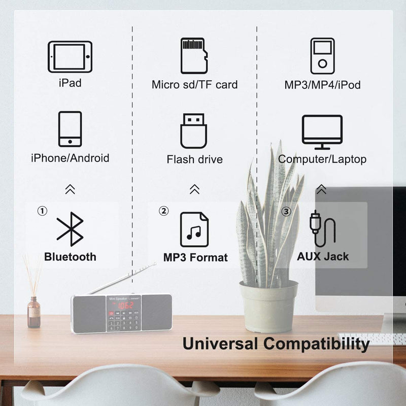 [Australia - AusPower] - PRUNUS J-288 Portable Radio AM FM Radio with Bluetooth Speaker, Sleep Timer, Power-Saving Display, Ultra-Long Antenna, AUX Input & USB Disk & TF Card MP3 Player, NO Manual Preset Blue 