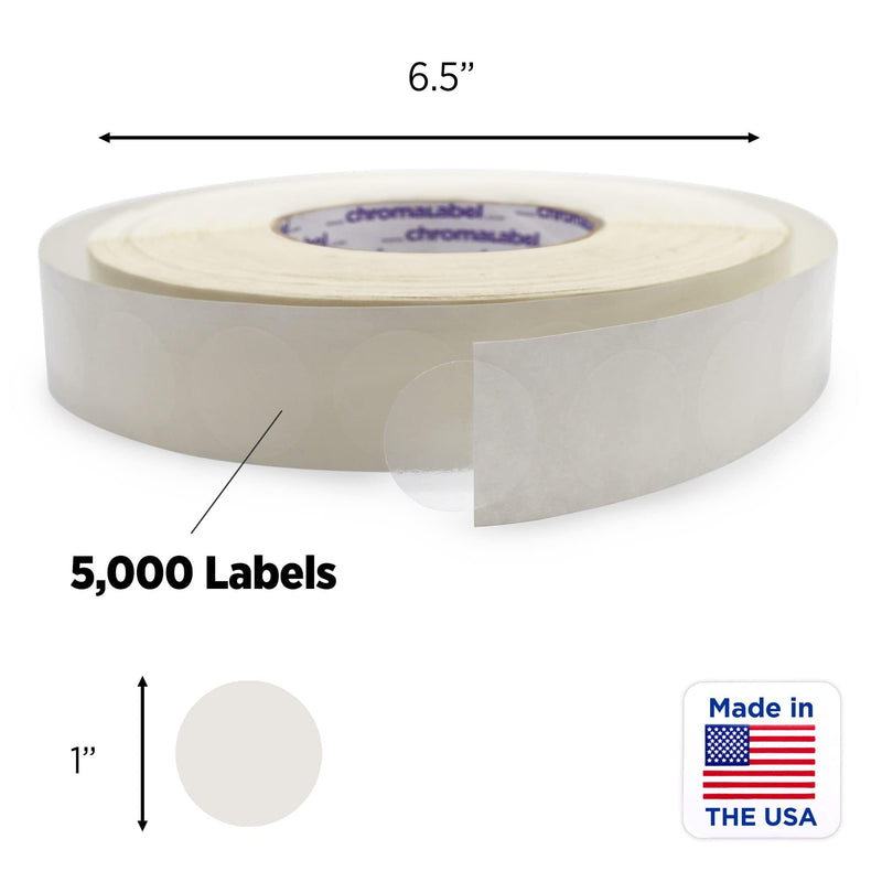 ChromaLabel 1 Inch Round Stickers, Library Supplies Sealing Sticker, Ideal Stickers to Seal Envelopes - 5000 Clear Labels per Roll, Perforated Envelope Seal Sticker (Pack of 2) 1" Diameter (Pack of 2) 5000/Roll