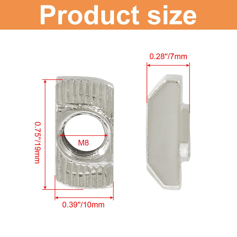 [Australia - AusPower] - 50Pcs 4040 Series T Nuts Carbon Steel,M8 T Slot Nut Hammer Head Fastener Nut Assortment for Aluminum Profile 50 40S-M8 