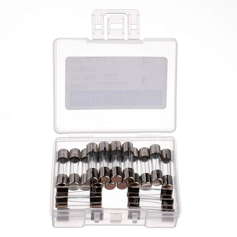 [Australia - AusPower] - BOJACK T1.6AL250V 5x20mm 1.6A 250V Slow Impact Glass Fuses 1.6 Amp 250 Volt 0.2 x 0.78 Inch Glass Tube Delay Fuses (Pack of 20) T1.6A 