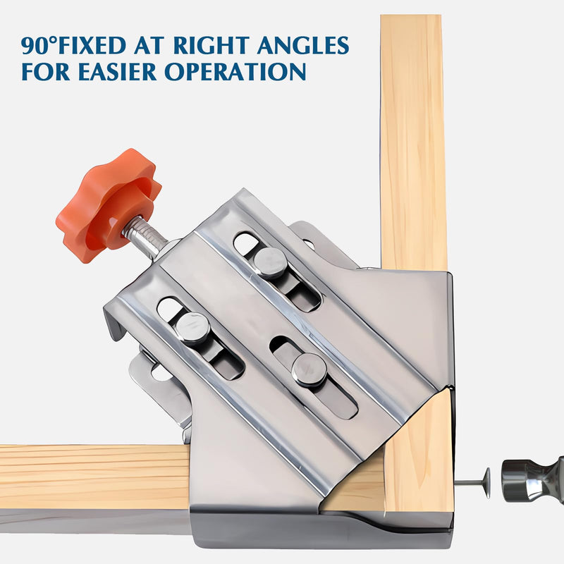 Owfeel 4pcs Stainless Steel Right Corner Clamp,90 Degree Right Angle Clamp for Woodworking,Right Angle Clip Fixer,Single Handle Clamps for Woodworking, Photo Framing (Close) 4 Pcs Close