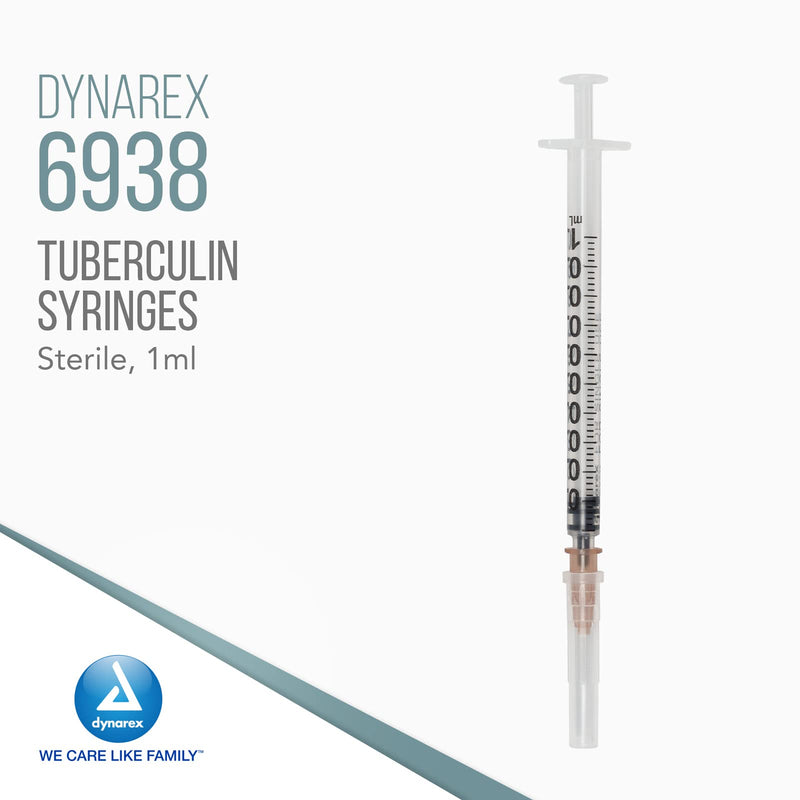 [Australia - AusPower] - Dynarex Disposable Tuberculin Non-Safety Syringe - 1CC 26G, 3/8" Needle - 6938, 100 Count 