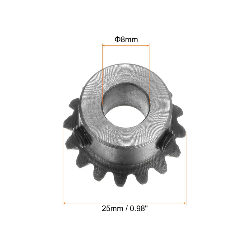 [Australia - AusPower] - 2pcs Bevel Gear 1.5M 16 Teeth 8mm Shaft Hole 1:1 Tapered Bevel Pinion Gear 45# Steel 1.5 Module 90 Degree Steering Gear with M5 Fixing Hole, for Hardware Mechanical Rotation 