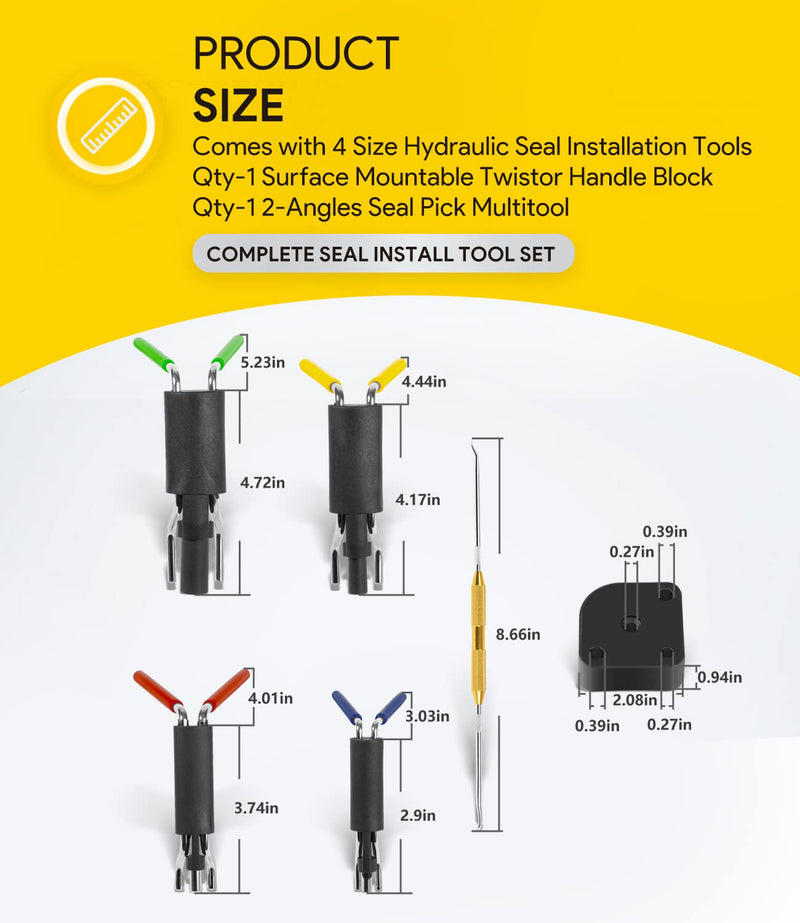 [Australia - AusPower] - 6 Pack Hydraulic Seal Installation Tools, Hydraulic Cylinder Piston Repair Rebuild Seal Kit, U-Cup Rod Seal Installation Tool Kits Upgraded Super Strong Seal Twistor Install Tool Set 