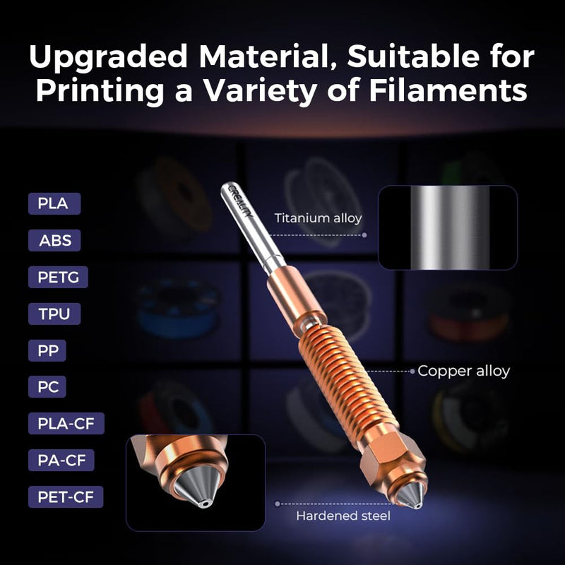 Creality Official K1C/ K1 SE Nozzle, 0.4mm 2PCS Quick-Swap 3D Printer Nozzle Kit, Copper Alloy and Hardened Steel Nozzle Suitable for Creality K1C, K1 SE, K2 SE, Ender 3 V3, Ender 3 V3 Plus 2P-0.4