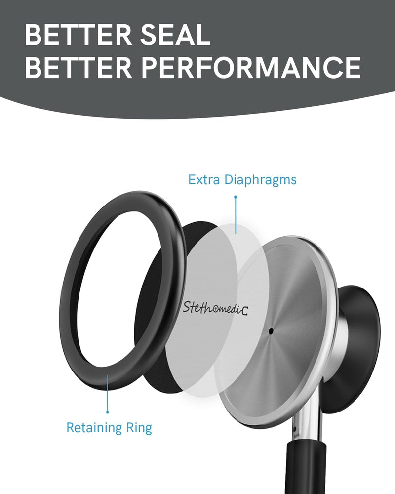 [Australia - AusPower] - FriCARE Dual Head Stethoscope - Stethoscopes for Nurses, Medical Nursing Students, Paramedics/EMT/LVN/VNA Backup - FSA/HSA Eligible Estetoscopio, Black Tube, Stainless Steel Chestpiece Mirror Black 