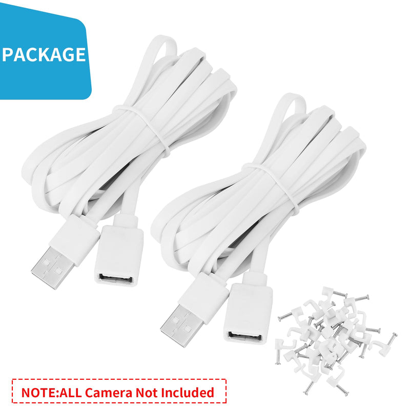 [Australia - AusPower] - 2PACK USB Extension Cable Compatible with WYZE Cam V3/V4/V2,Wyze Cam OG, WYZE Cam Pan V3/V3 Pro/ V2, 20Ft/6M IPX7 Waterproof Extension Charging Cable Power Your WYZE Cam Continuously - White 2 