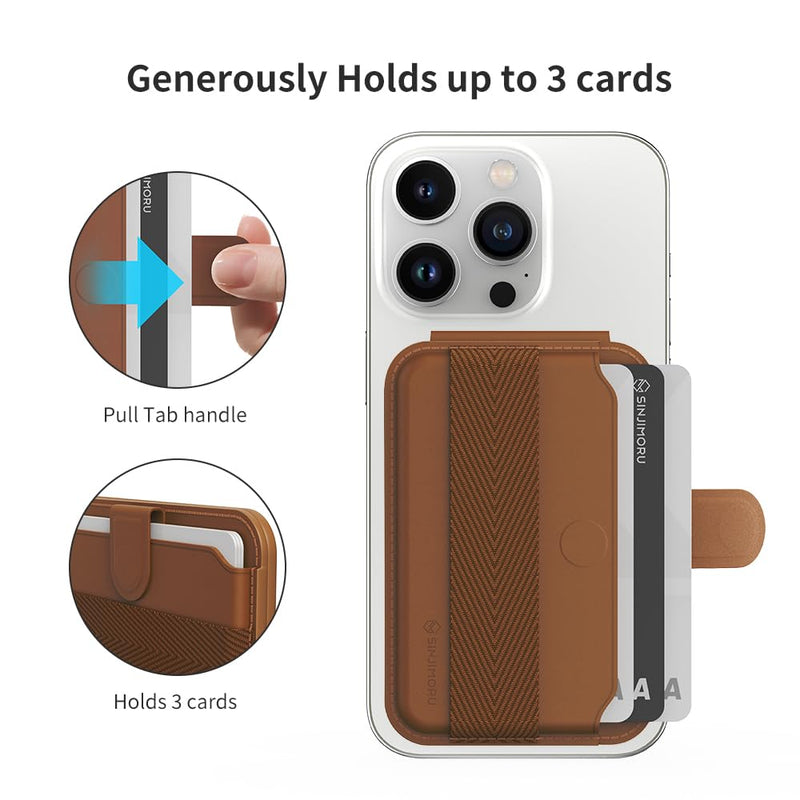 [Australia - AusPower] - Sinjimoru Pull & Eject Magnetic Card Holder, Phone Wallet for Magsafe with Kickstand Compatible with iPhone 15 14 13 12 Series. M-Pull Tab Stand Black 