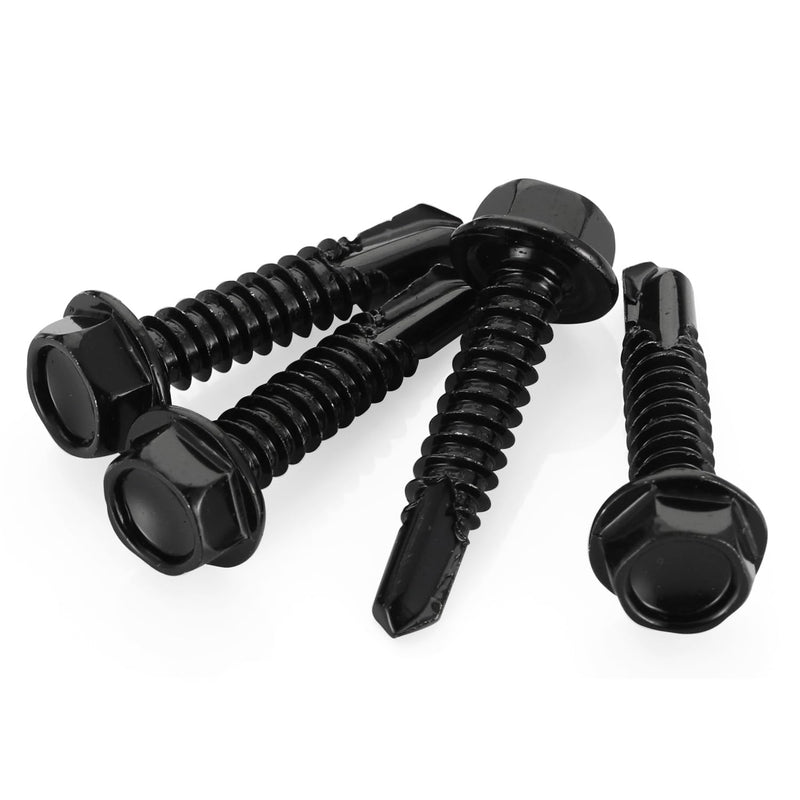 [Australia - AusPower] - #10 x 3/4" Hex Washer Head Self Tapping Drilling Screws Black Oxidized, 410 Stainless Steel, 100 PCS #10 x 3/4" 
