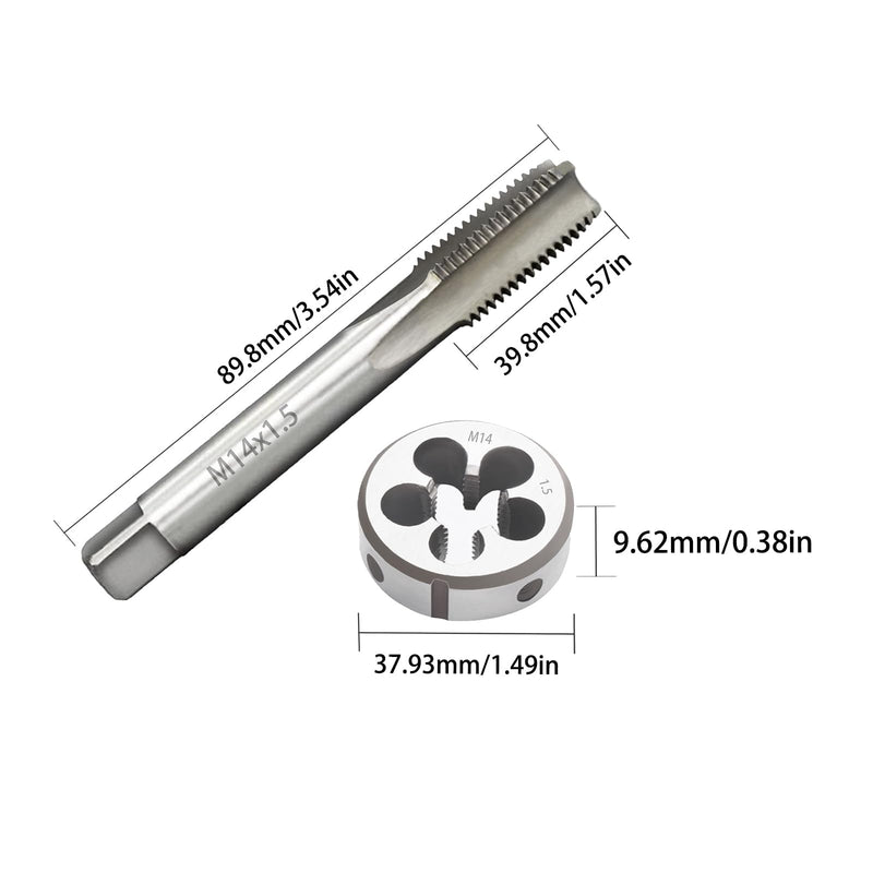 [Australia - AusPower] - M14 x 1.5mm Metric Tap And Die Set,M14 x 1.5mm High-Speed Steel Machine Tap Die Set,Thread Tap And Round Thread Die Right Hand (M14 x 1.5mm) M14 x 1.5mm 