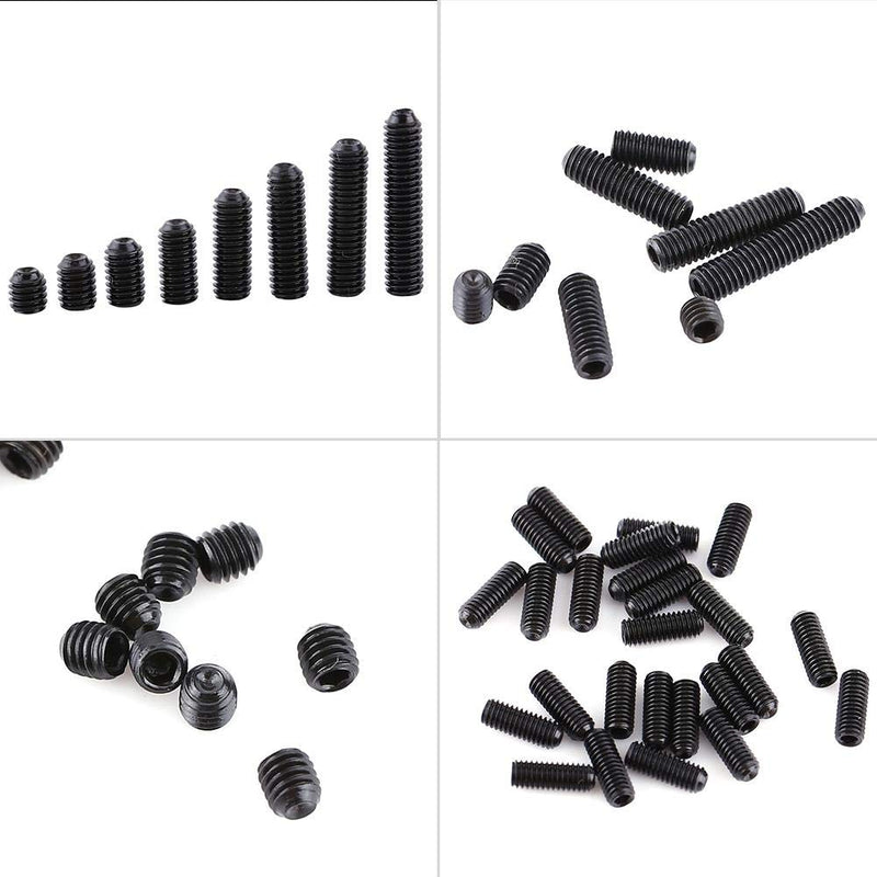 [Australia - AusPower] - 200pcs M3 Black Hex Socket Head Screw Steel Socket Cup Point Grub Set Hex Socket Set Screw Screw Assortment 