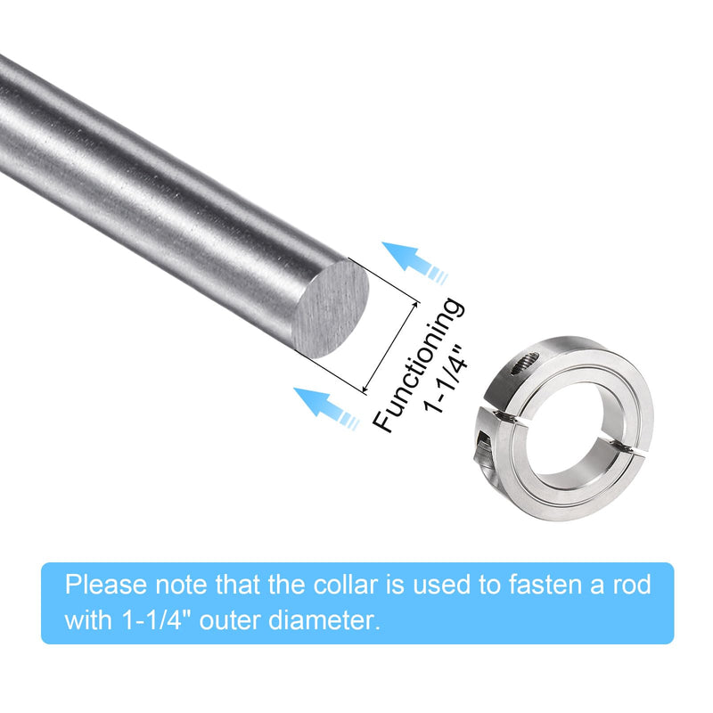 [Australia - AusPower] - Shaft Collar for 1-1/4" Rod 2-1/16" OD 1/2" Width 304 Stainless Steel Double Split Axle Clamp-On Collar with Set Screw 1-1/4" Bore 