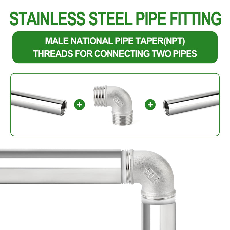 [Australia - AusPower] - TAISHER 5PCS 304 Stainless Steel 90 Degree elbow,3/4" NPT Male × 3/4" NPT Male Thread Pipe Fitting 3/4" MNPT × 3/4" MNPT 5 