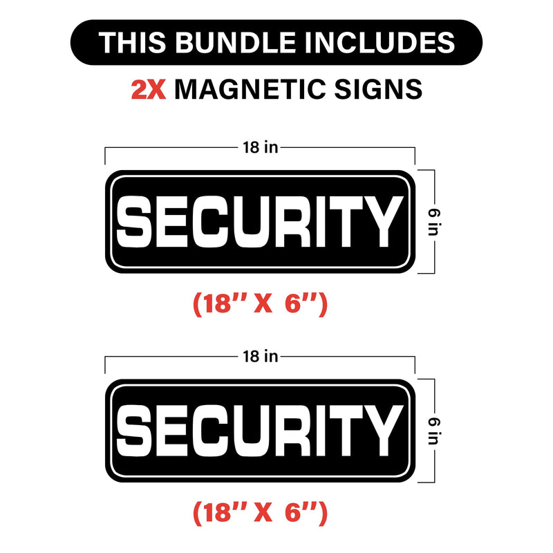 [Australia - AusPower] - Security Officers Magnetic Signs For Vehicles Trucks, SUV and Cars, Rover, Patrol Security 18"×6" (2 Pack)(Black) Black 
