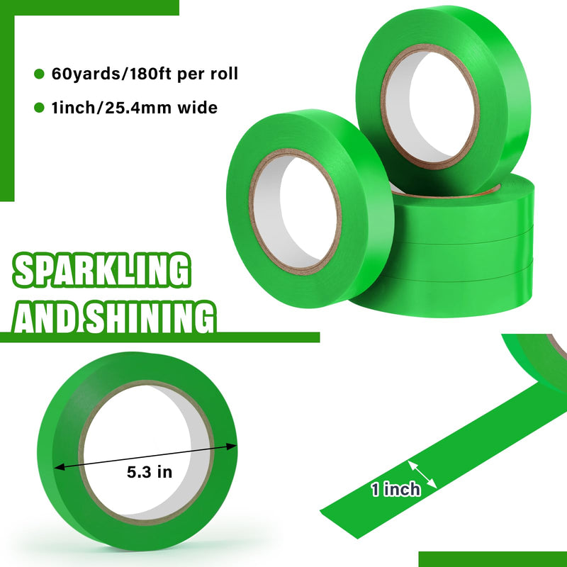 Frienda 5 Rolls Floor Vinyl Tape 1in/2in Floor Marking Court Tape Outdoor Playing Field Marking for Social Distancing Gym Stadium Classroom Athletics Warehouse 1 Inch X 60 yd Green