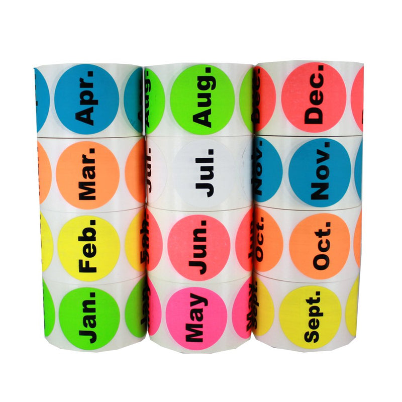 LabelValue.com | January Date Inventory Circle Stickers 1.5" Round - 500 Green Labels Per Roll