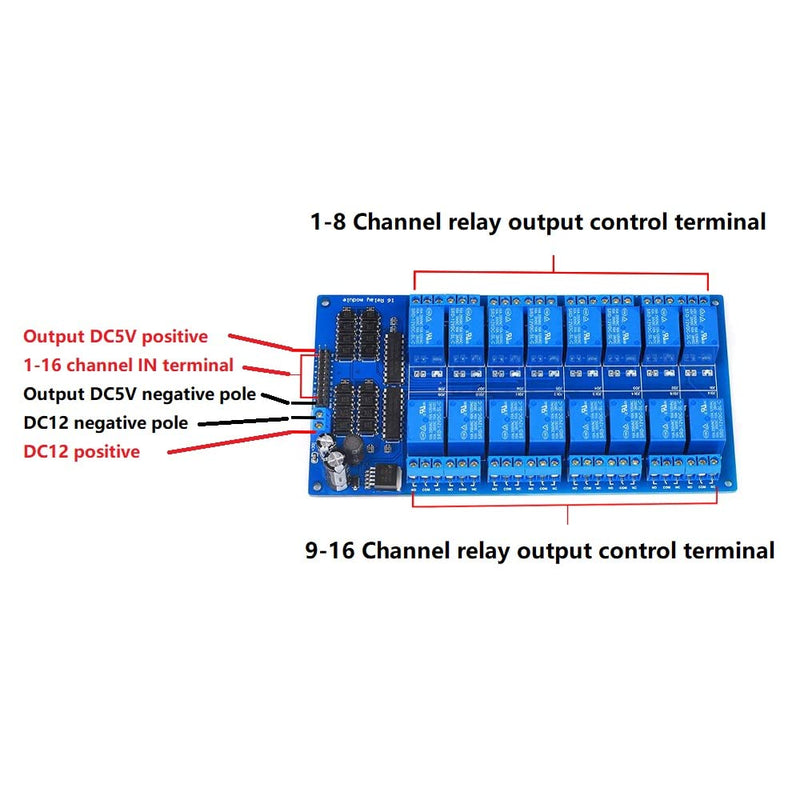 [Australia - AusPower] - 5V 12V 24V Relay Module 1/2/4/6/8/16 Channel Various Model Options (1, 16 Channel, 5V) 