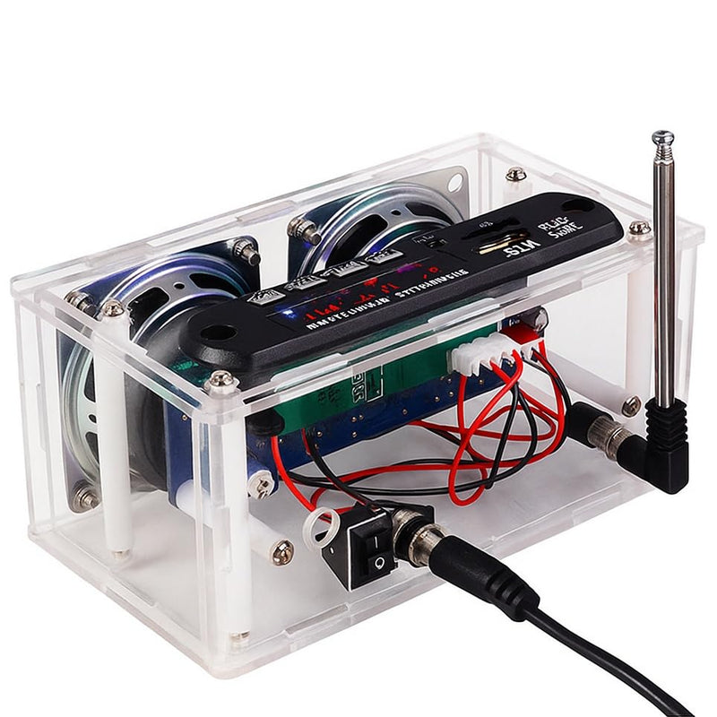 DIY Electronic Speaker Soldering Kit, Soldering Kit, Speaker Kit Bluetooth with FM, DIY Electronic Kit Receiver Music Player with LED Indicator Light, Remote Control for Soldering Learning Adults