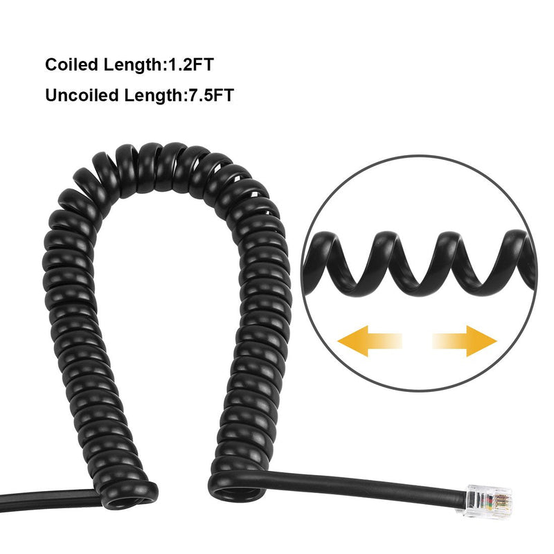 [Australia - AusPower] - Telephone Handset Cord Detangler 1 Set, 1 Pack 360 Degree Rotating/Anti-Tangle Landline Cable and 1 Pack Telephone Handset Cord 7.5 Foot Uncoiled (1.2 Foot Coiled) 7.5FT 