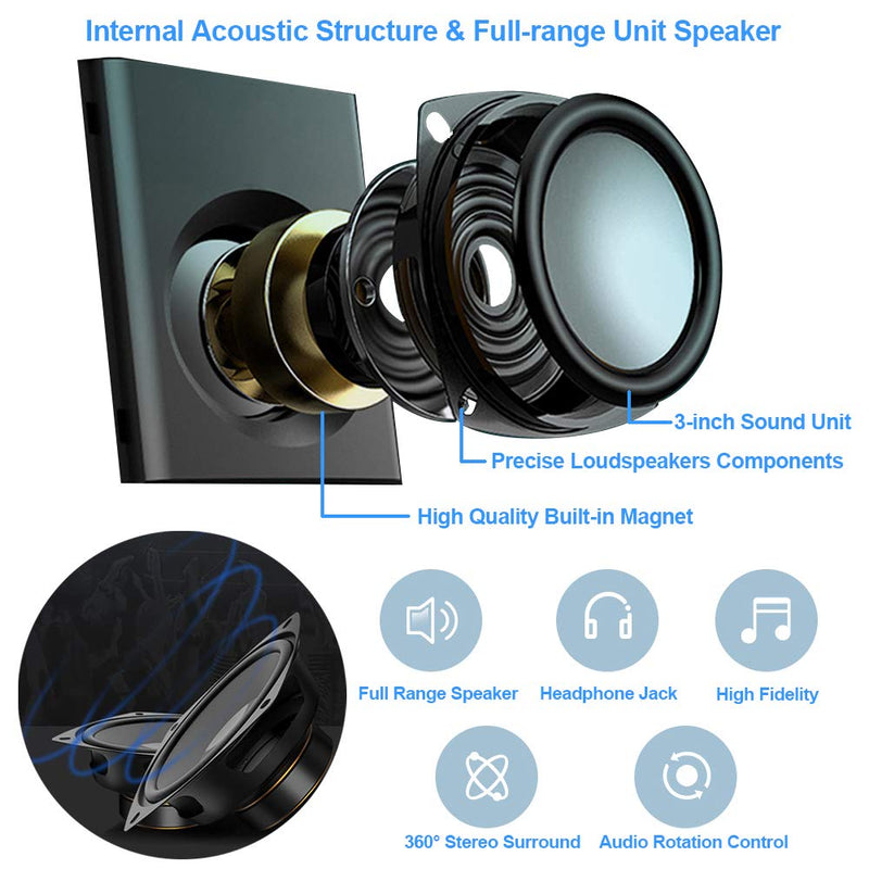 [Australia - AusPower] - Computer Speaker, Compact Size Speaker with Headphone Jack, Enhanced Bass and Volume Control, Stereo 2.0 USB Powered 3.5mm Aux Multimedia Speakers for Laptop/Desktop/Tablets/Phone 