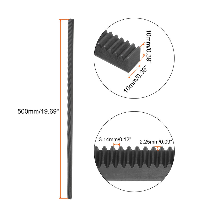 [Australia - AusPower] - Gear Rack 1Mod 10mmx10mmx500mm 45# Steel Straight Linear Spur Rack for Machines Automotive 1Modx10mmx500mm 