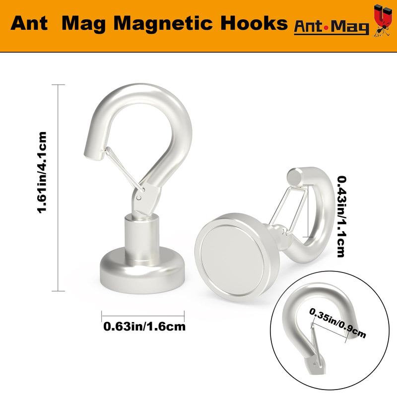 [Australia - AusPower] - Ant Mag Magnetic Hooks Heavy Duty with Snap 22lbs Strong Magnet Hooks Great Hanging for Refrigerator, Cruise Cabin, Grill, Wreath,Kitchen,Office 10 Pack EL16 10 Pack 