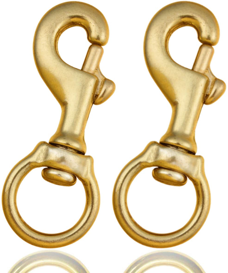 [Australia - AusPower] - 3-1/4 Inch Heavy Duty Solid Brass Swivel Bolt Snap Hooks 7/8 Inch Swivel Eye Single Ended Scuba Diving Clips Keychain Holder for Dog Collar, Pet Leash, Flag Halyard and More (4 Pieces) 