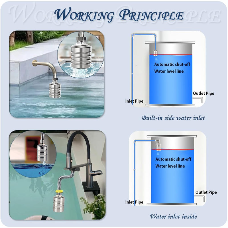 [Australia - AusPower] - Float Valve,1/2" to 3/4'' Water Float Valve, 304 Stainless Steel Fully Automatic Water Level Control Float Valve, Automatic Water Level Controller for Water Tank, Pool, Water Tank, Livestock Troughs. 