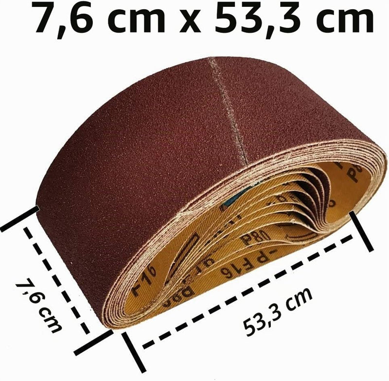 GXK51 Sanding Belt 75 x 533 mm, Pack of 10 Grit 80, Sanding Belt Kits Compatible with Belt Sanders, for Sanding, Filing, Sharpening and Removing Metal Wood Surfaces 75x533mm Korn 80