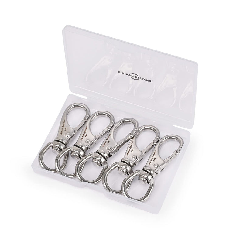 [Australia - AusPower] - SHONAN 2.7 Inch Swivel Snap Hooks, 5 Pack Stainless Steel 316 Swivel Spring Snaps, Flag Pole Swivel Snap Clips, Marine Grade Swivel Hook Clips for Scuba Diving, Dog leashes, Keychains, Bird Feeders 