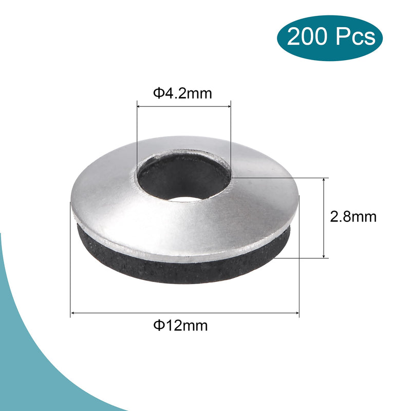 [Australia - AusPower] - MECCANIXITY Bonded Sealing Washers 12x4.2x2.8mm Stainless Steel EPDM Rubber Backed Screw Gasket, Pack of 200 