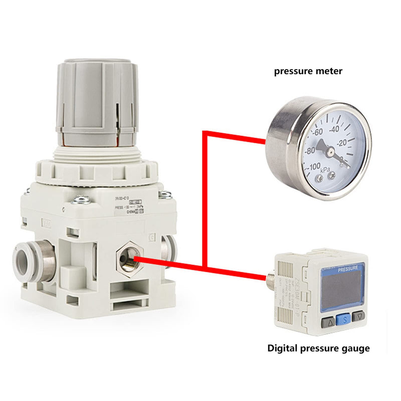 [Australia - AusPower] - Digital Pressure Switch Controller, Air Pressure Regulator Valve Pneumatic Vacuum Digital Controller Swtich 12~24V DC 0-101kPa, RC 1/8in Interface Thread 