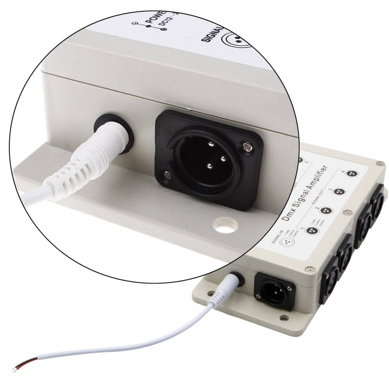 [Australia - AusPower] - RioRand DMX512 Signal Splitter Amplifier 3Pin, 1 Input 8 Channel Isolated DMX Distributor with Signal Indicator - Compatible with LED DMX Controller, 8 Channel DMX Decoder, DMX Opto Splitter 