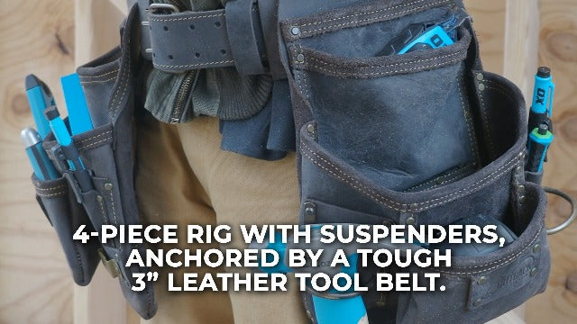 OX 3-inch leather tool belt, thick carpenter belt for pouches, XL 3-inch belt