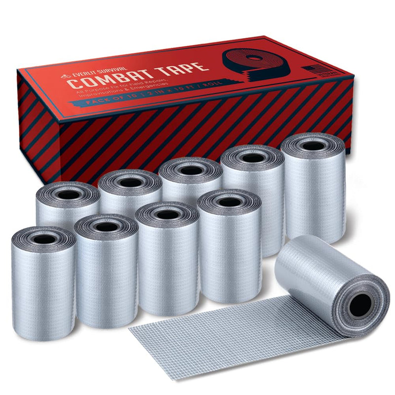 EVERLIT Survival Combat Tape 2 Inch by 10 Ft for Outdoor Field Camping Hunting Adventures EMT Medic First Aid Trauma First Responders (10 Pack) 10 Pack