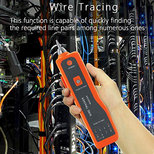 BOOGIIO orange RJ45 RJ11 wire tester and cable tracker with earphone for Ethernet LAN and telephone line testing