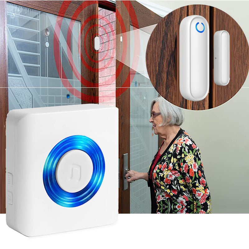 [Australia - AusPower] - Caregiver Pager Door Alarms for Dementia Patients/Kids Safety/Home Security,Wireless Door Alarm Sensor for Elderly/Business/Home/Store(4 Sensors and 2 Receivers) 